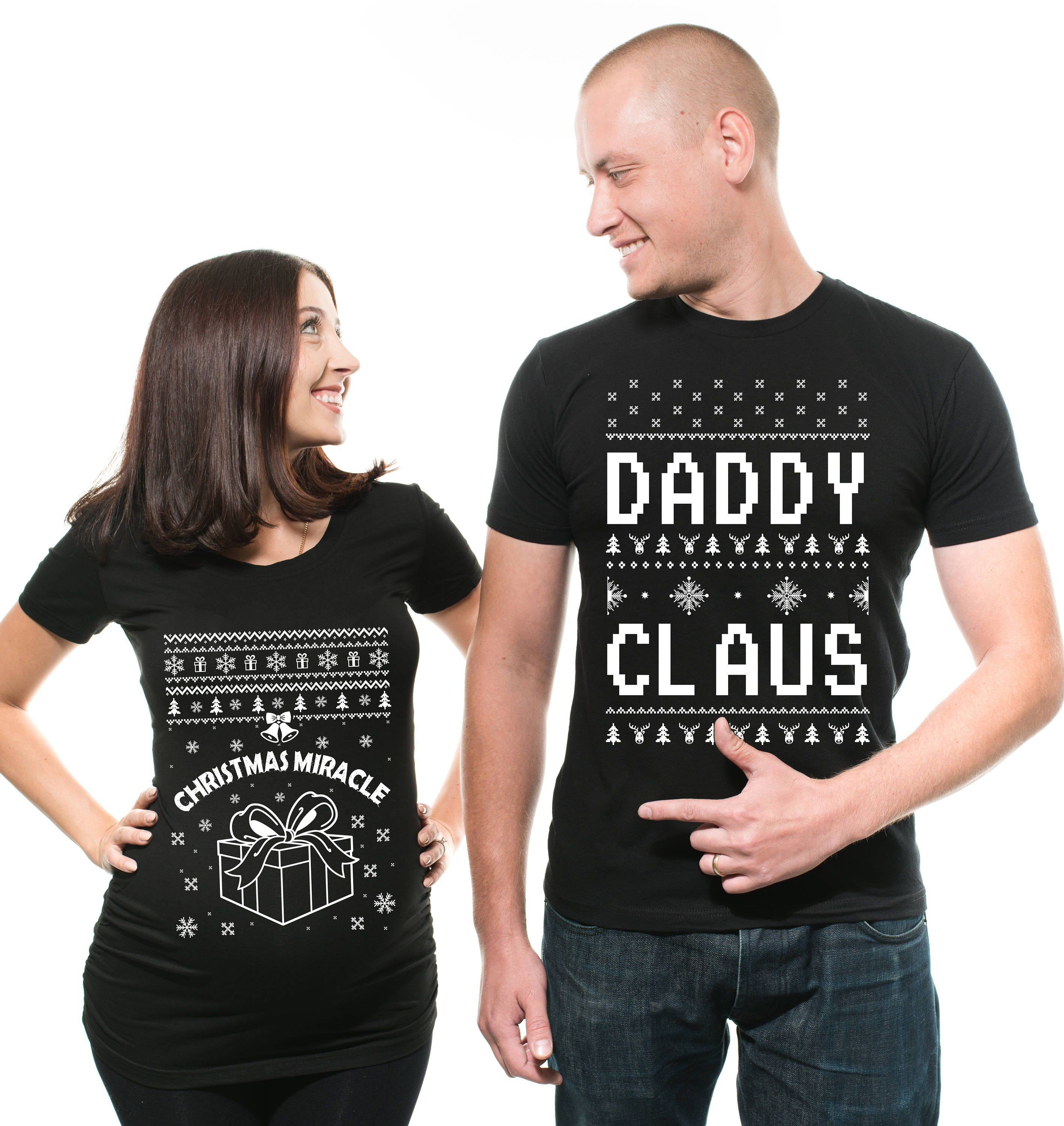 Christmas Couple Pregnancy Maternity Tee shirt Matching Christmas party Tee shirt baby announcement new baby shirts True pregnancy tee Graphic Tee – Feel-Good Design · High-Quality Print