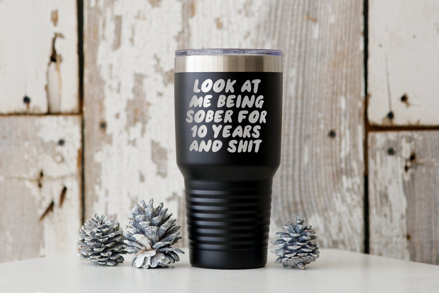 10 Years Sober Sobriety Anniversary Clean Recovery Tumbler Funny Appreciation Gifts Travel Coffee Mug Birthday Gift For Men and Women Graphic Tee – Soft Feel · High-Quality Print