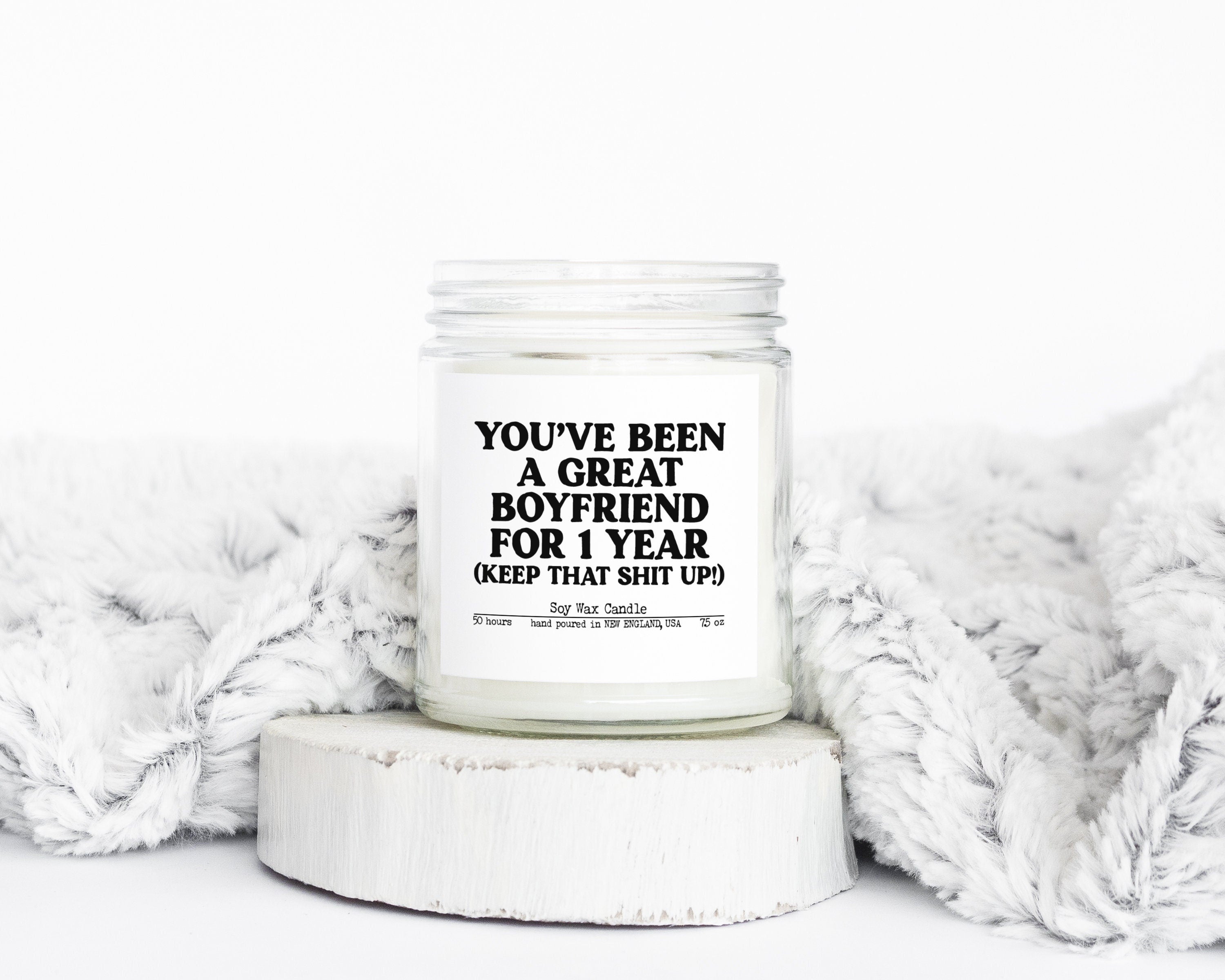 1 Year Anniversary Dating from Girlfriend Gifts Funny Candle Housewarming Soy Wax Scented Decor Graphic Tee – Warm & Stylish · Top Pick For Any Outfit