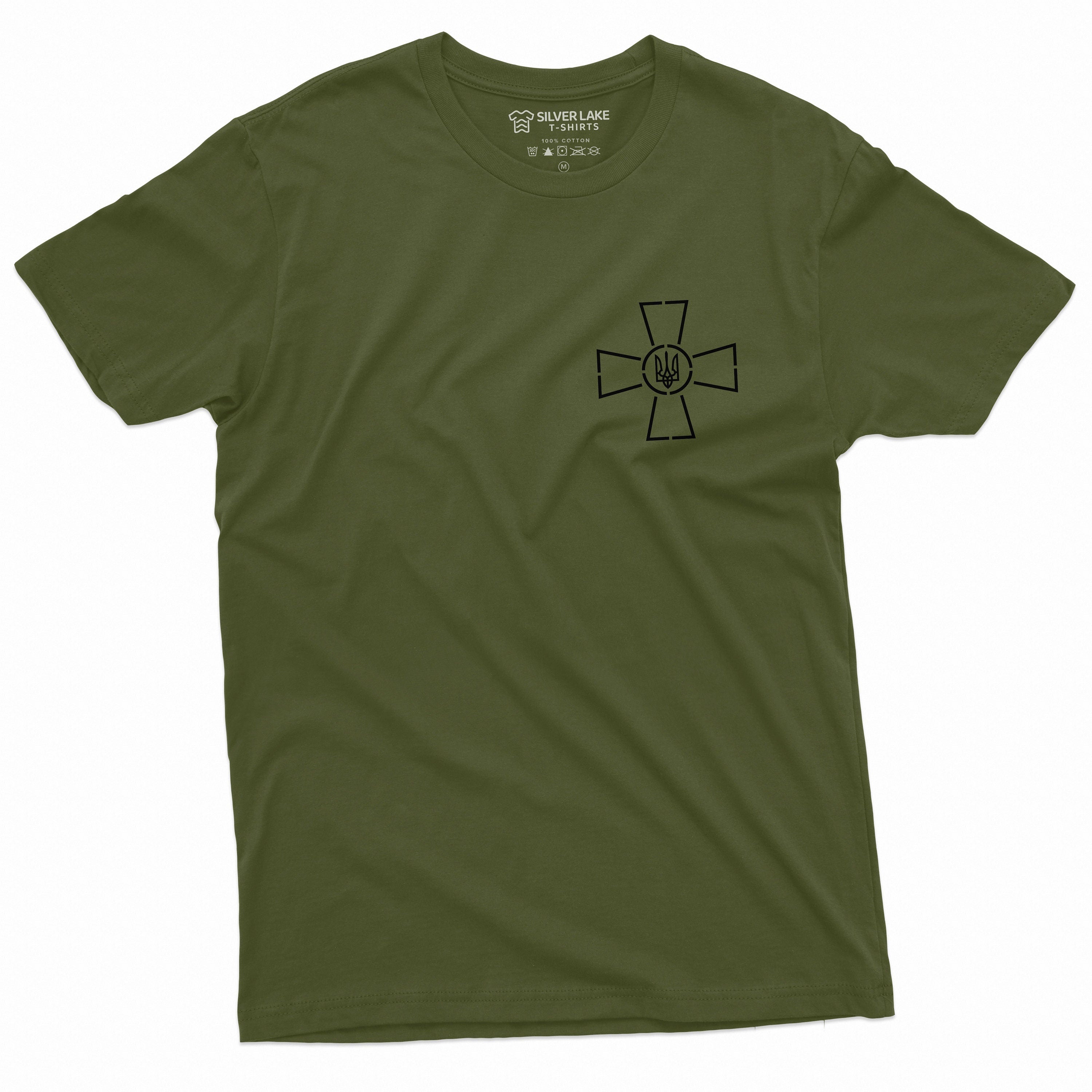 Armed Forces of Ukraine Emblem T shirt ZSU Mens Tee Shirt Camo Military Green President Zelenskyy Cross and Trident log Tee Graphic Tee – Warm & Stylish · Perfect For Daily Wear