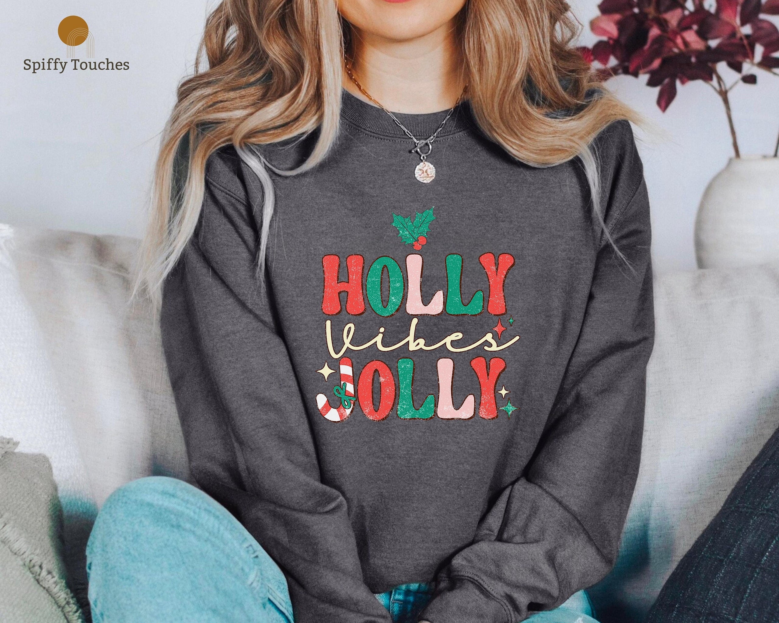 Retro Christmas Crewneck Sweatshirt Vintage Groovy Holly Jolly Vibes Christmas Shirt Retro Boho Cute Christmas Sweatshirt Festive Retro Tee Sweatshirt – Bold Style · Trending Graphic Apparel