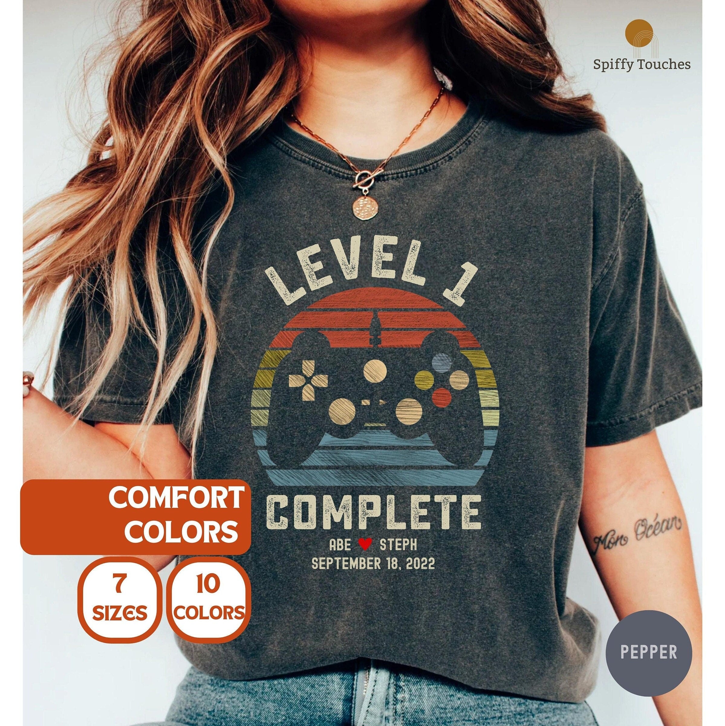 1 Year Anniversary Gift For Husband wife Personalization 1st Anniversary Gift Retro Video Game Shirt Gamer Husband Gift Graphic Tee – Everyday Comfort · Must-Have Style