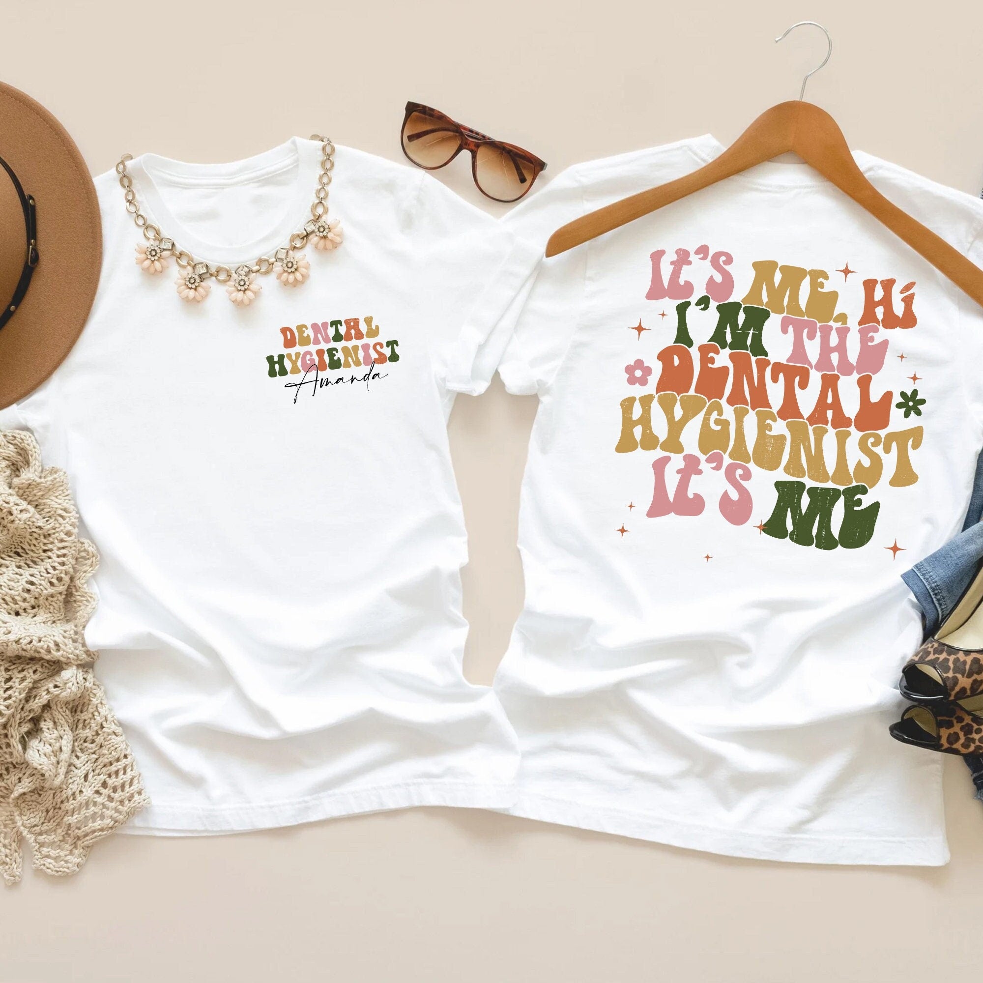 Custom Dental Hygienist Tees Dental Hygienist Gift It39s Me Hi I39m The Dental Hygienist Personalized Dental Hygienist Shirt Graphic Tee – Bold Style · Great Gift For Fans