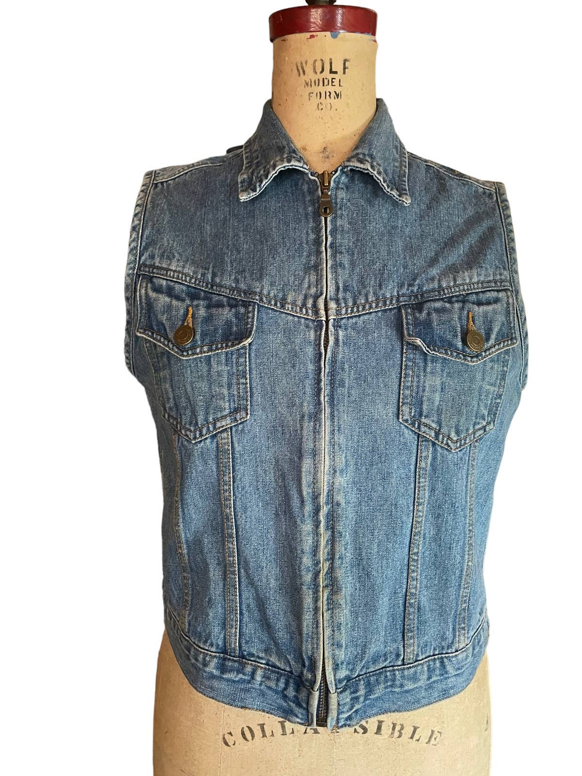St John Womens Denim Vest Jacket Blue Full Zip Collared Pockets Stone Wash M Graphic Tee – Everyday Comfort · Perfect For Daily Wear