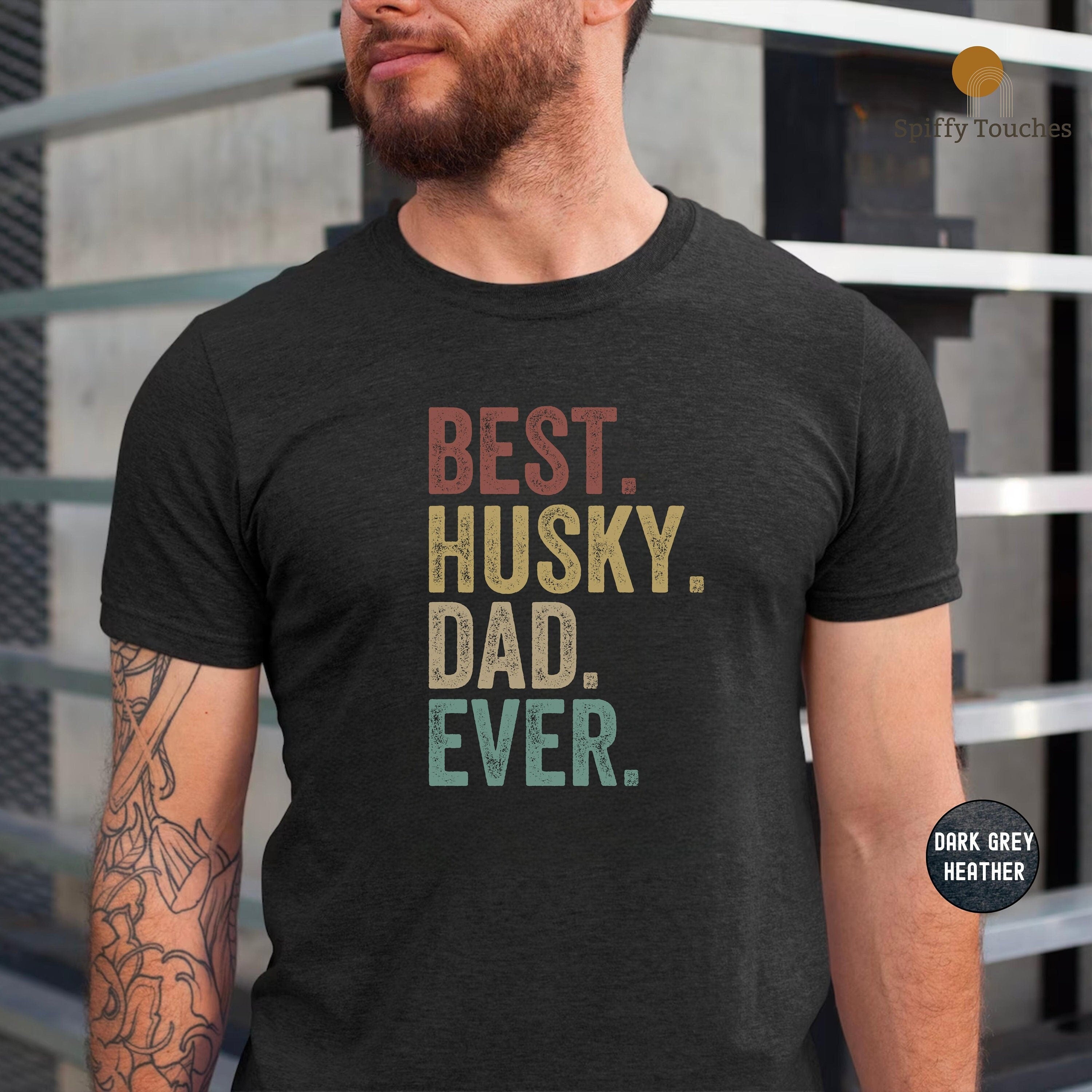 Husky Dad Shirt Siberian Husky Best Husky Dad Ever Gift for Dog Lover Dad Dog Owner Shirt Retro Vintage Dog Father39s Day Husky T Shirt Graphic Tee – Soft Feel · Great Gift For Fans