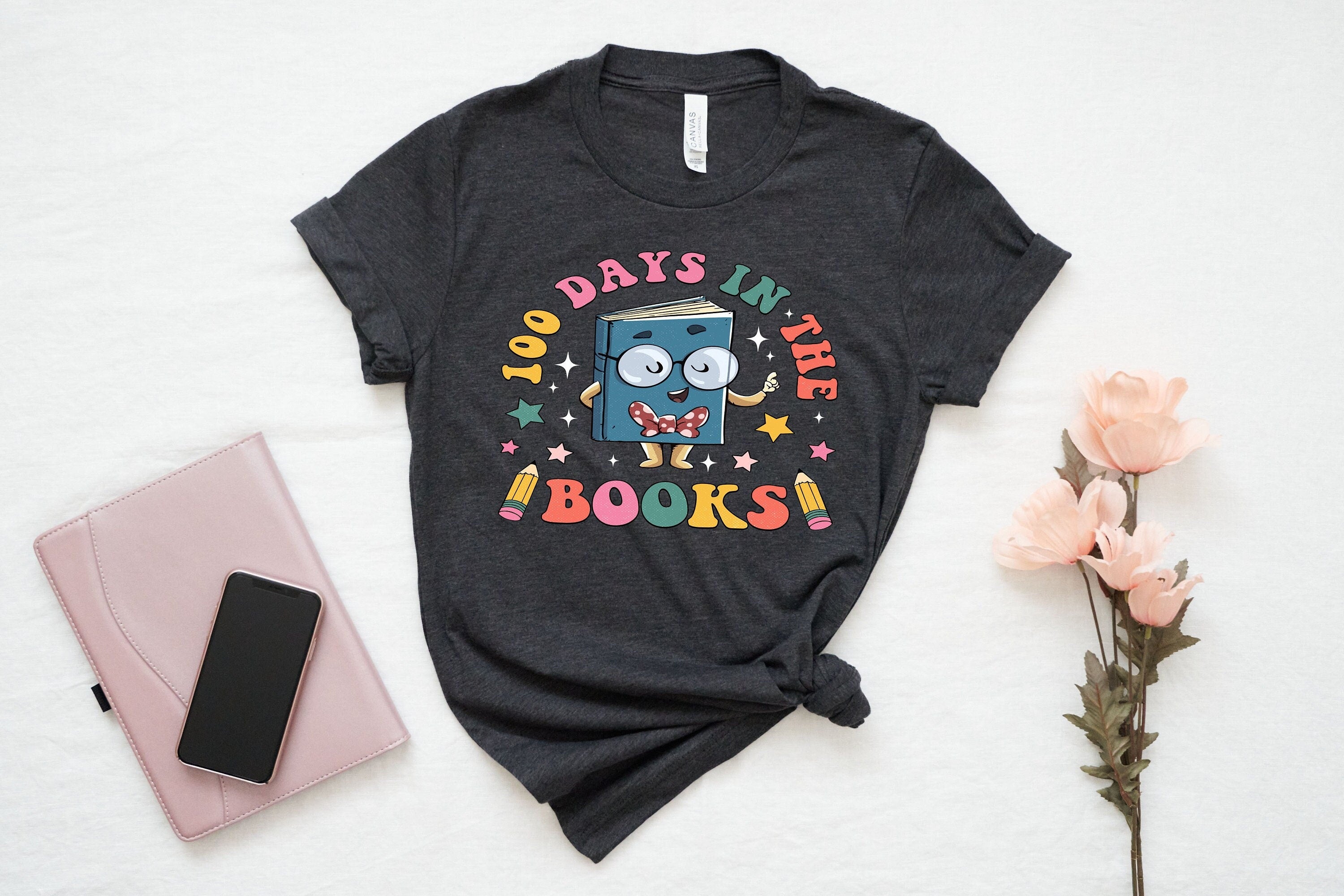 100 Days of School Shirt 100 Days In The Book 100 Day Shirt 100th Day Of School Celebration Student Shirt School Shirt Gift For Teacher Graphic Tee – Feel-Good Design · Must-Have Style