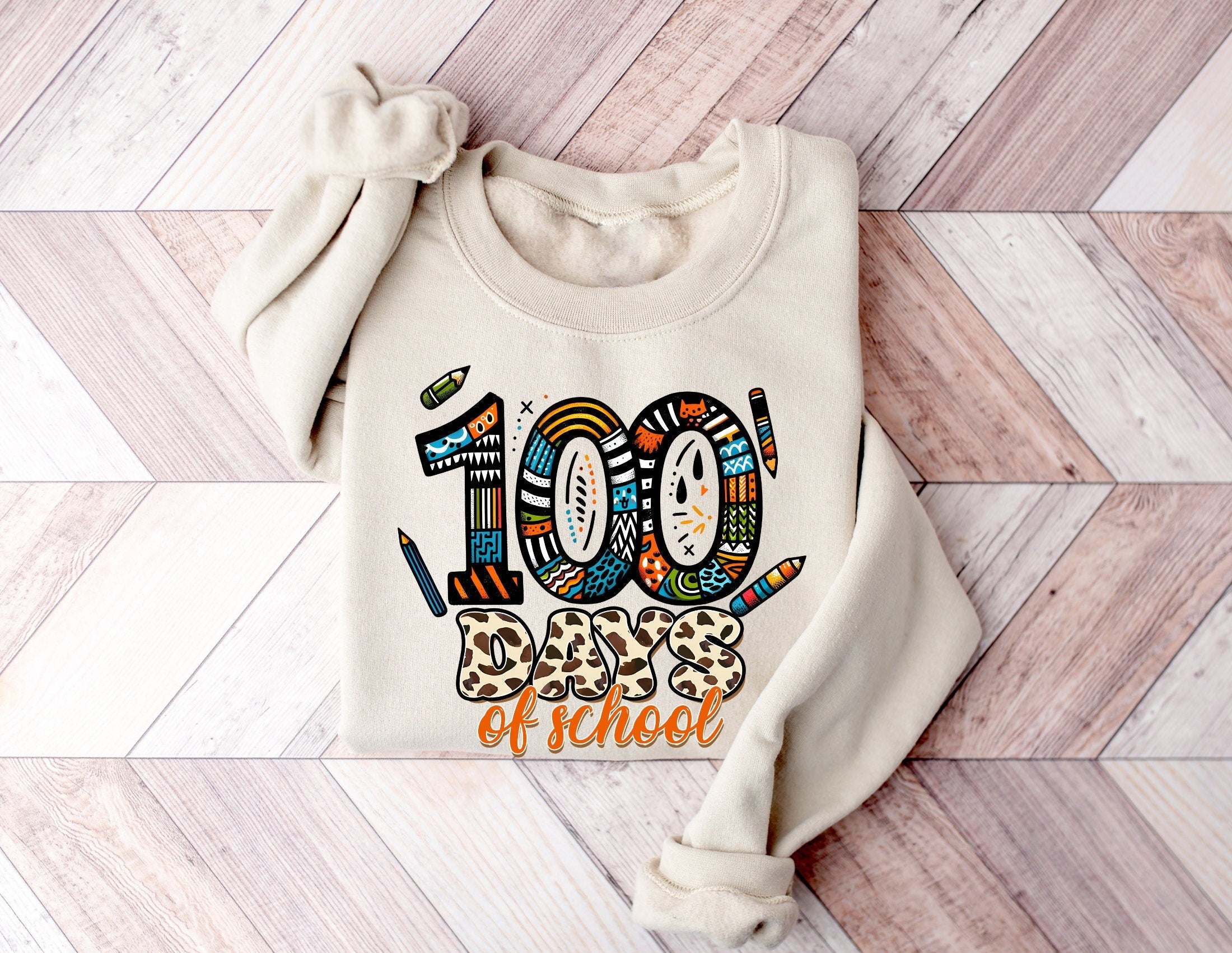 100 Days of School Shirt 100 Day of Sweatshirt 100th Day Of School Celebration Kids School Shirt Back to School Shirt Gift For Teacher Sweatshirt – Aesthetic Look · Top Pick For Any Outfit