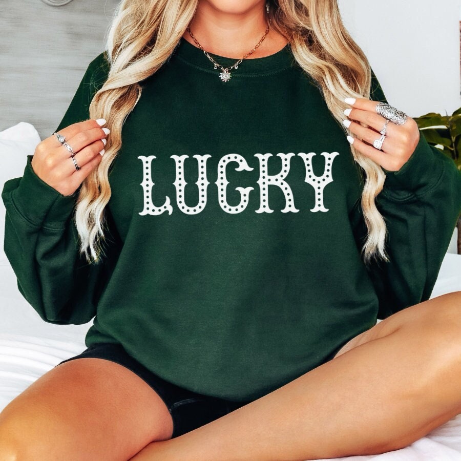 Lucky Dots St Patrick39s Day Sweatshirt Green Shamrock Jumper Irish Lucky Charm Pullover Festive March 17th Top Cozy Spring Sweater Sweatshirt – Everyday Comfort · Top Pick For Any Outfit