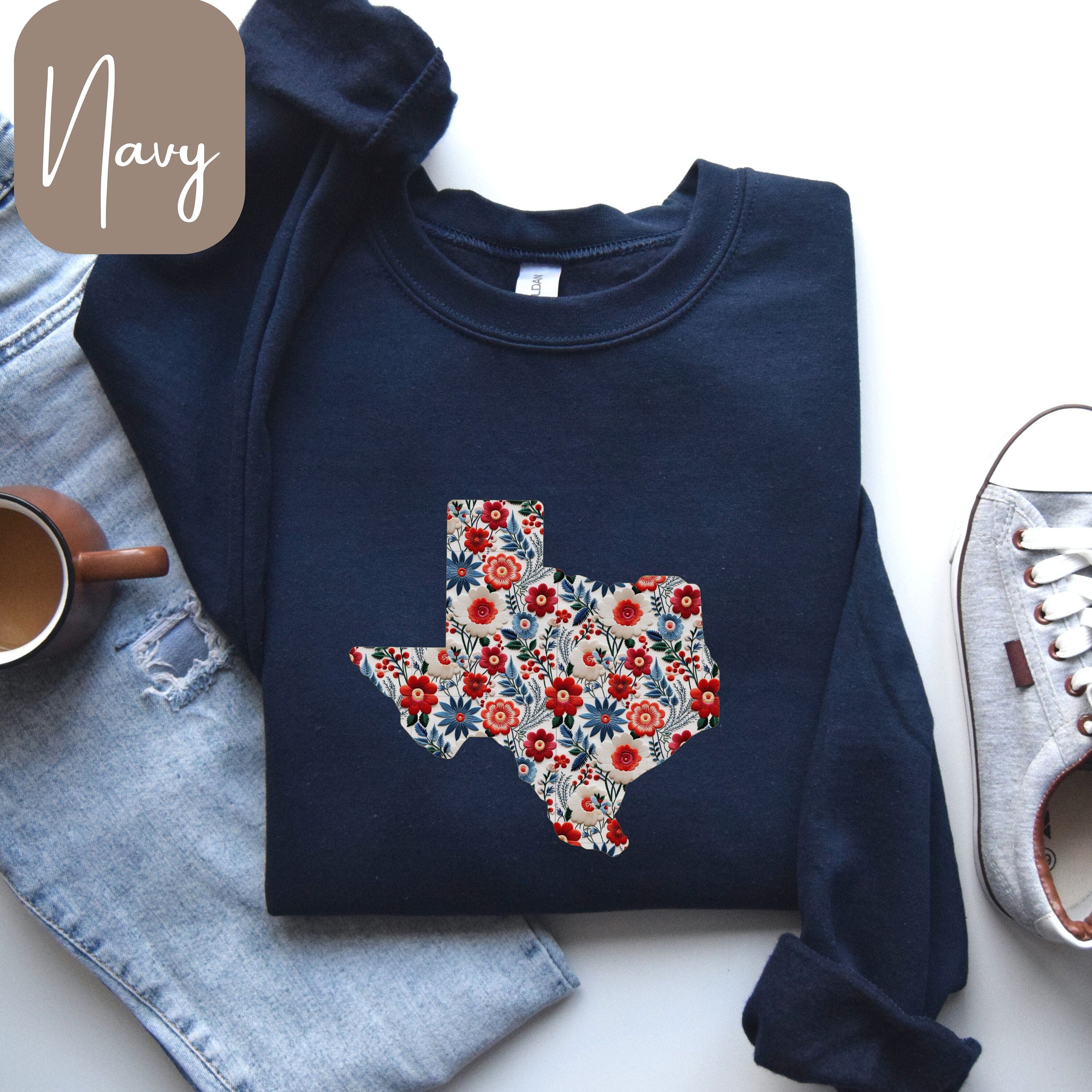 Texas T Shirt Sweatshirt Floral Texas Shirt Patriotic Texas Shirt Texas Shirt for Women 4th of July Texas Shirt Independence Day Shirt Sweatshirt – Bold Style · Trending Graphic Apparel