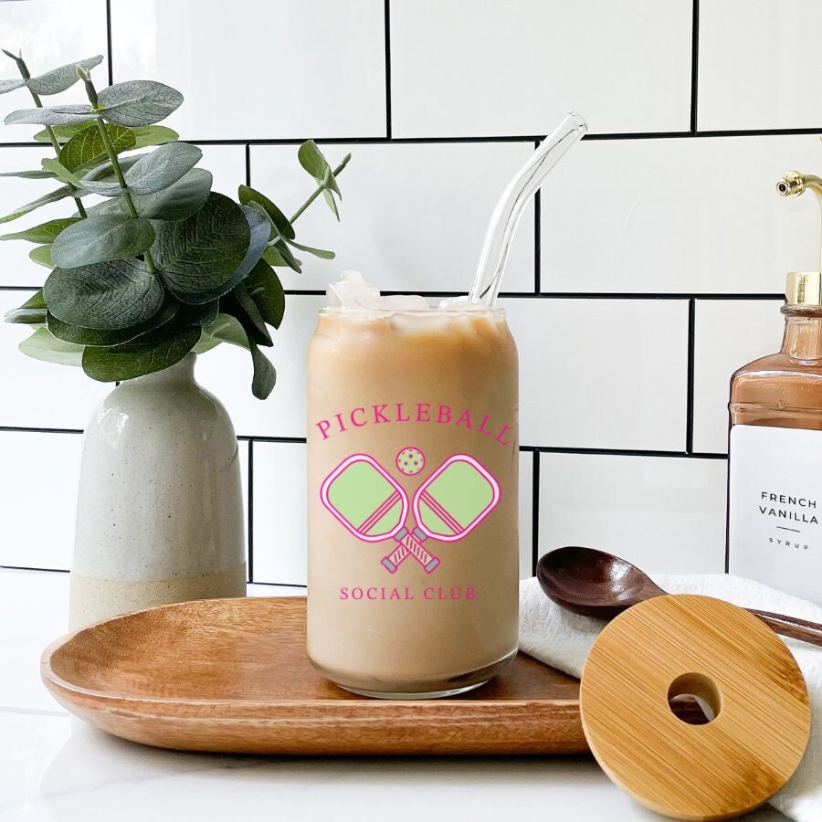 Pickleball Social Club Sipper Glass with Lid and Straw 16oz Pickleball Beer Can Glass Pickleball Gift Gifts For Pickleball Lover Graphic Tee – Premium Graphic · Perfect For Daily Wear