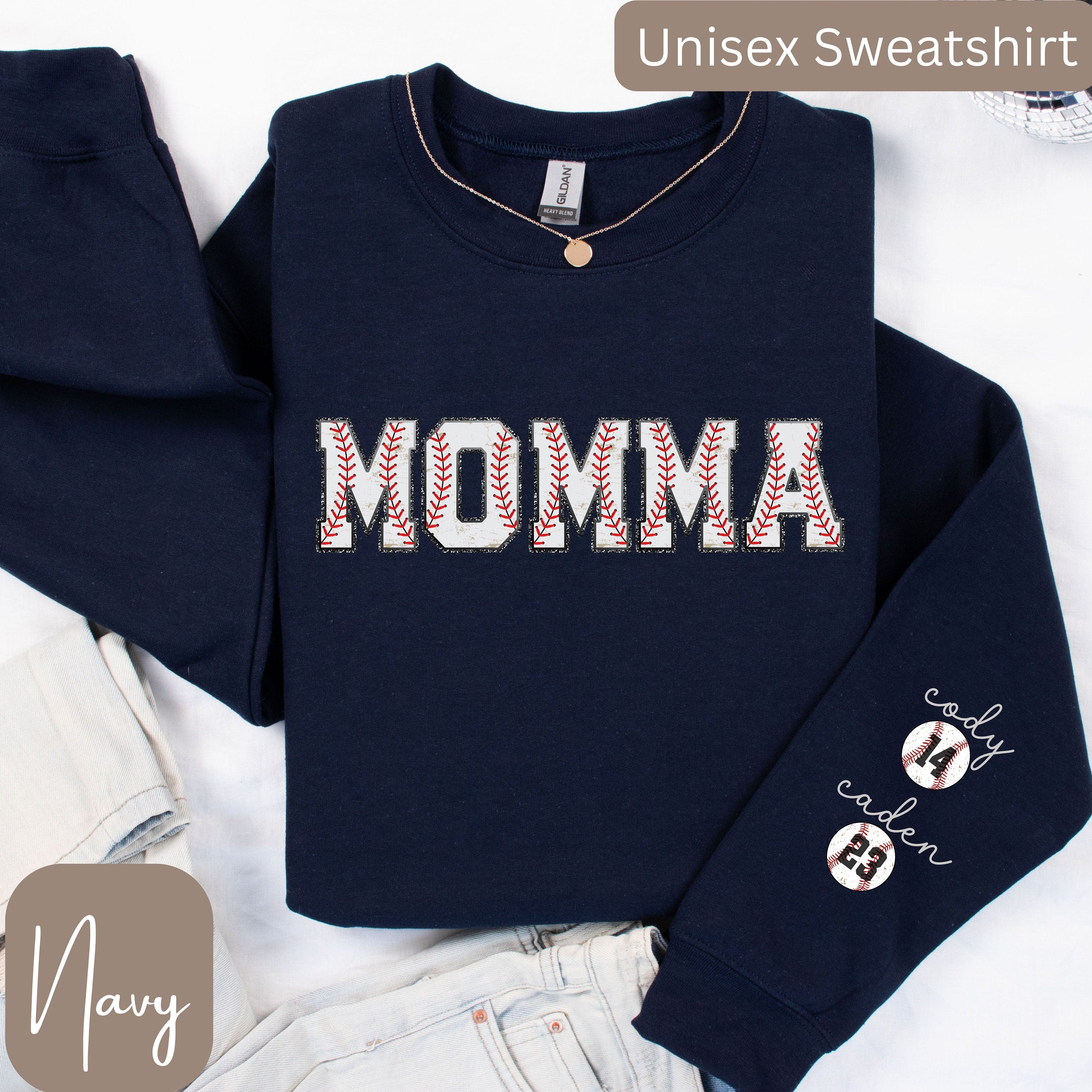 Baseball Momma Sweatshirt or T Shirt T Ball Momma Shirt Baseball Momma Gift Player Numbers Momma Baseball Sweatshirt TBall Momma Shirt Sweatshirt – Bold Style · Perfect For Daily Wear