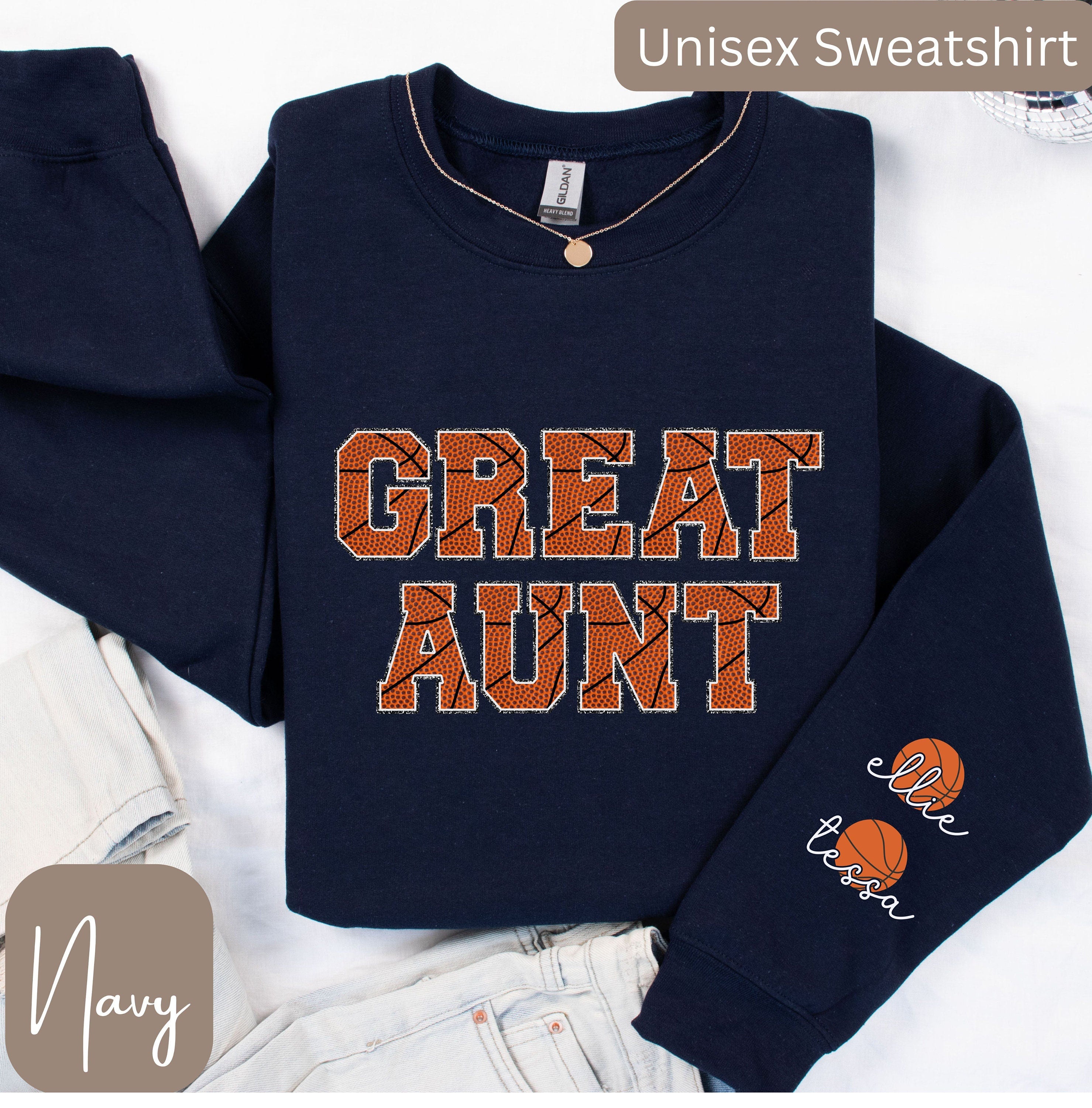 Basketball Great Aunt Sweatshirt Basketball Great Aunt T Shirt Personalized Shirt with Names for Great Aunt Basketball Great Aunt Gifts Sweatshirt – Cozy Vibes · Must-Have Style
