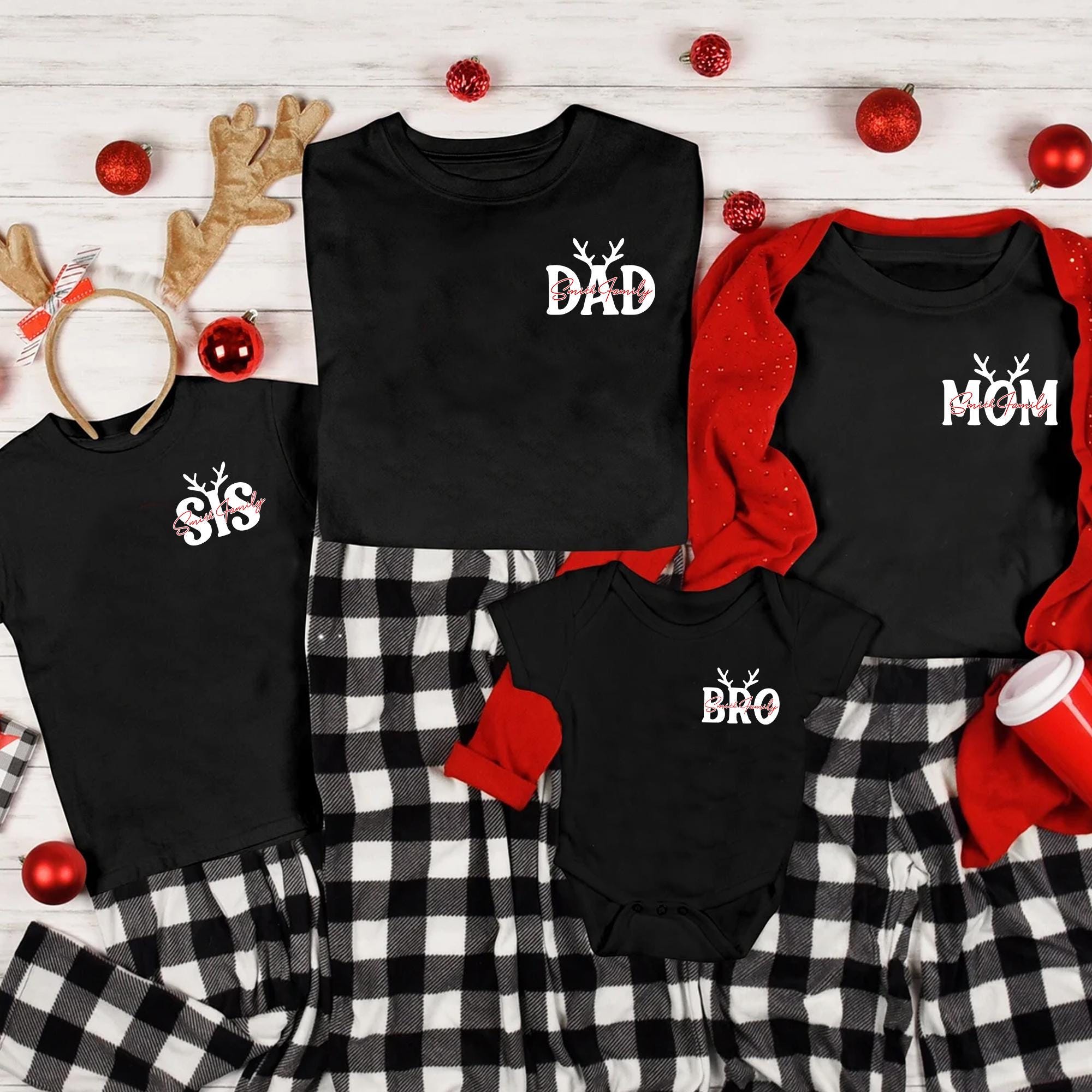 Custom Family Name Mom Dad Brother Sister Baby Matching Shirts Family Christmas Pajamas Family Christmas Shirts Christmas Group Shirts Graphic Tee – Easygoing Wear · Must-Have Style