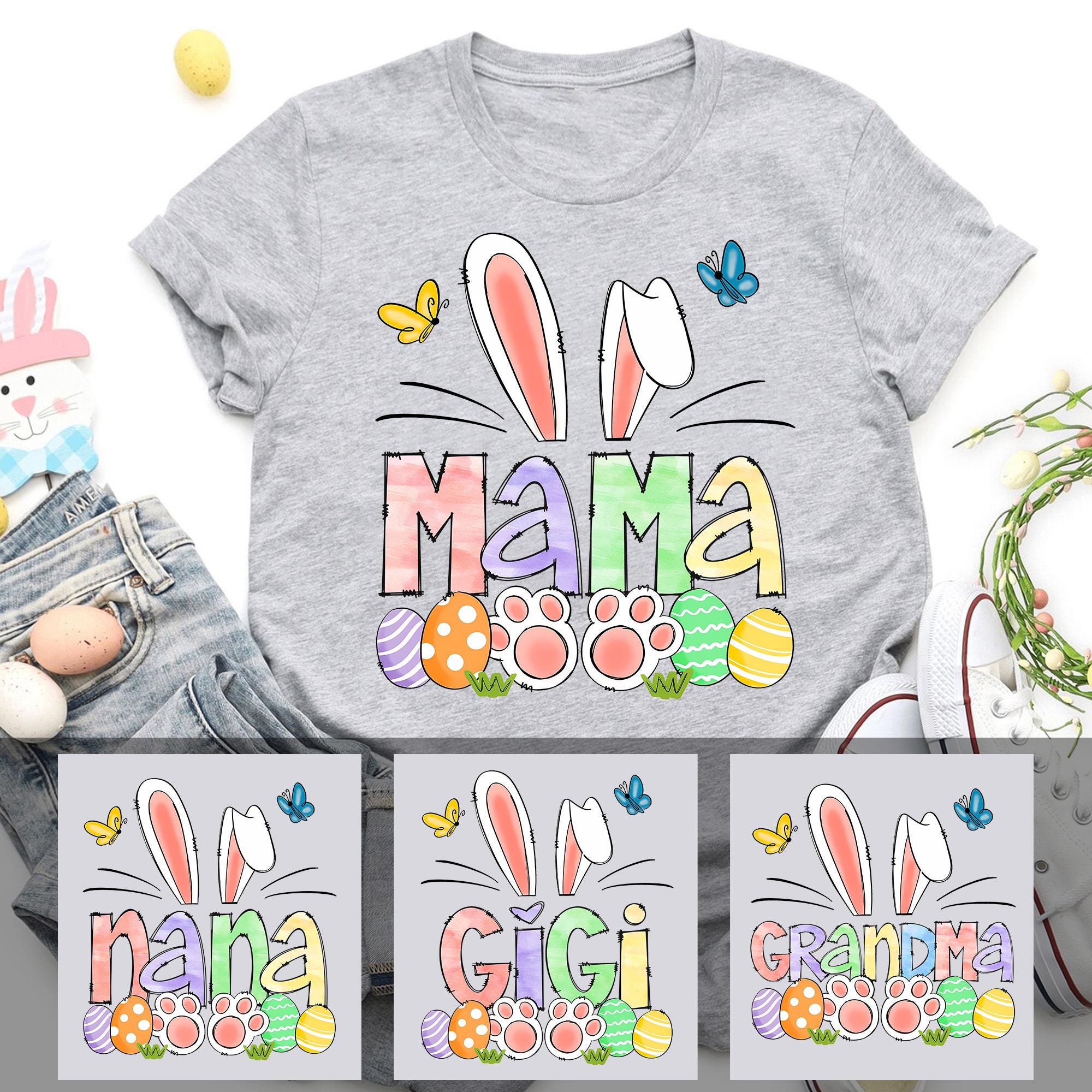 Personalized Easter Mama Shirt With Kids Names Personalized Easter Nana Shirt With Grandkids Names Easter Grandma Tee Custom Easter Shirt Graphic Tee – Feel-Good Design · High-Quality Print