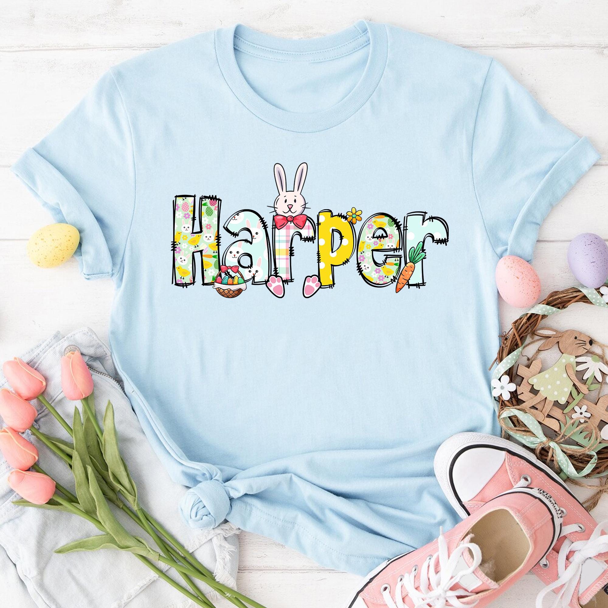 Easter Kids Shirt Personalized Toddler T Shirt with Custom Name Girls and Boys Easter Outfit Easter Gift Idea Easter Girl Shirts Graphic Tee – Cozy Vibes · Must-Have Style