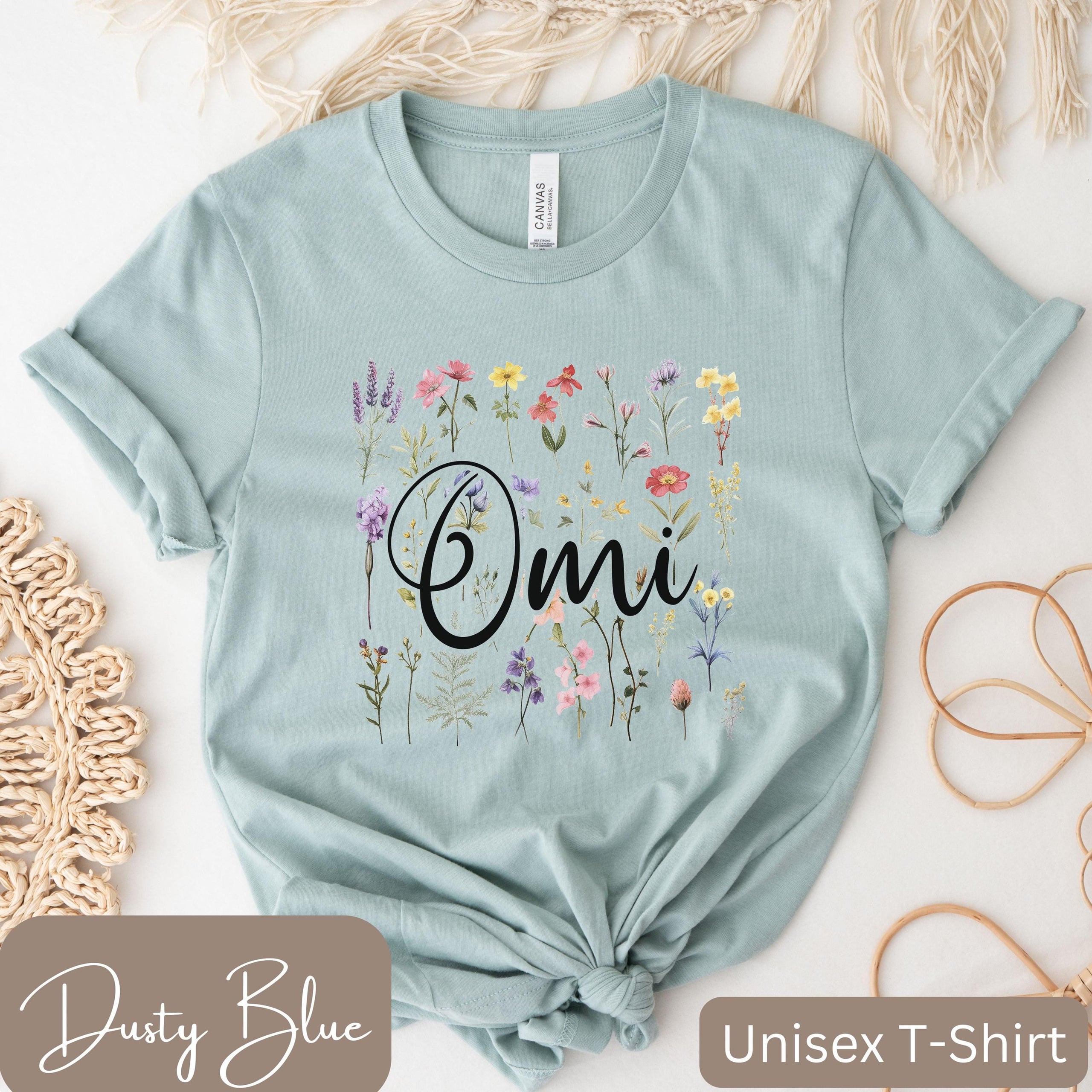 Omi Wildflower T Shirt Floral Omi Shirt Omi T Shirt Omi Shirt with Flowers Gift for Omi Pretty Omi Shirt Personalized Omi Gift Graphic Tee – Fan Favorite · Perfect For Daily Wear