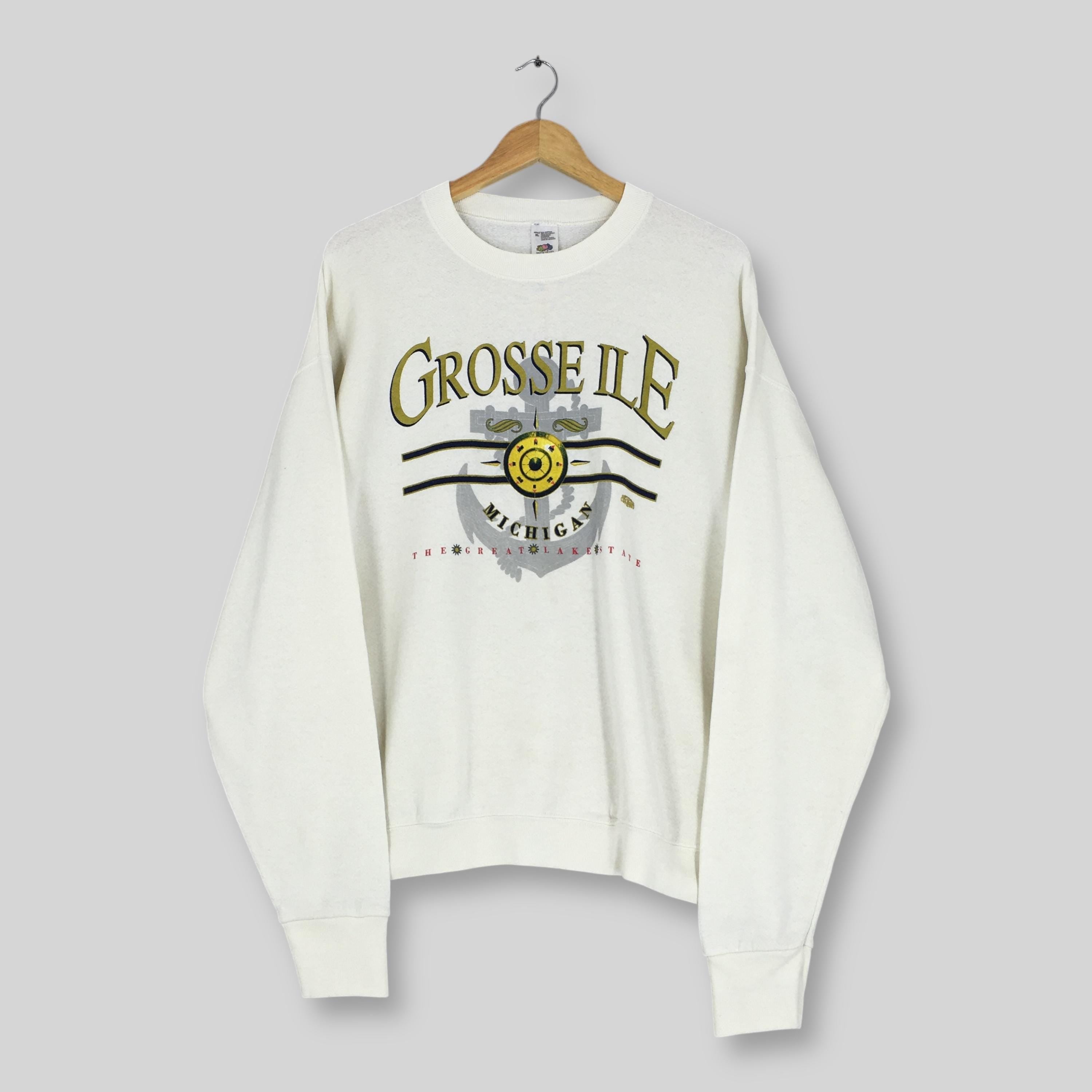 Vintage 90s Grosse Ile Township Sweatshirt XLarge Grosse Ile Michigan Sailing Graphics Crewneck Grosse Ile Sailing Gear Sweater Size XL Sweatshirt – Fan Favorite · Top Pick For Any Outfit