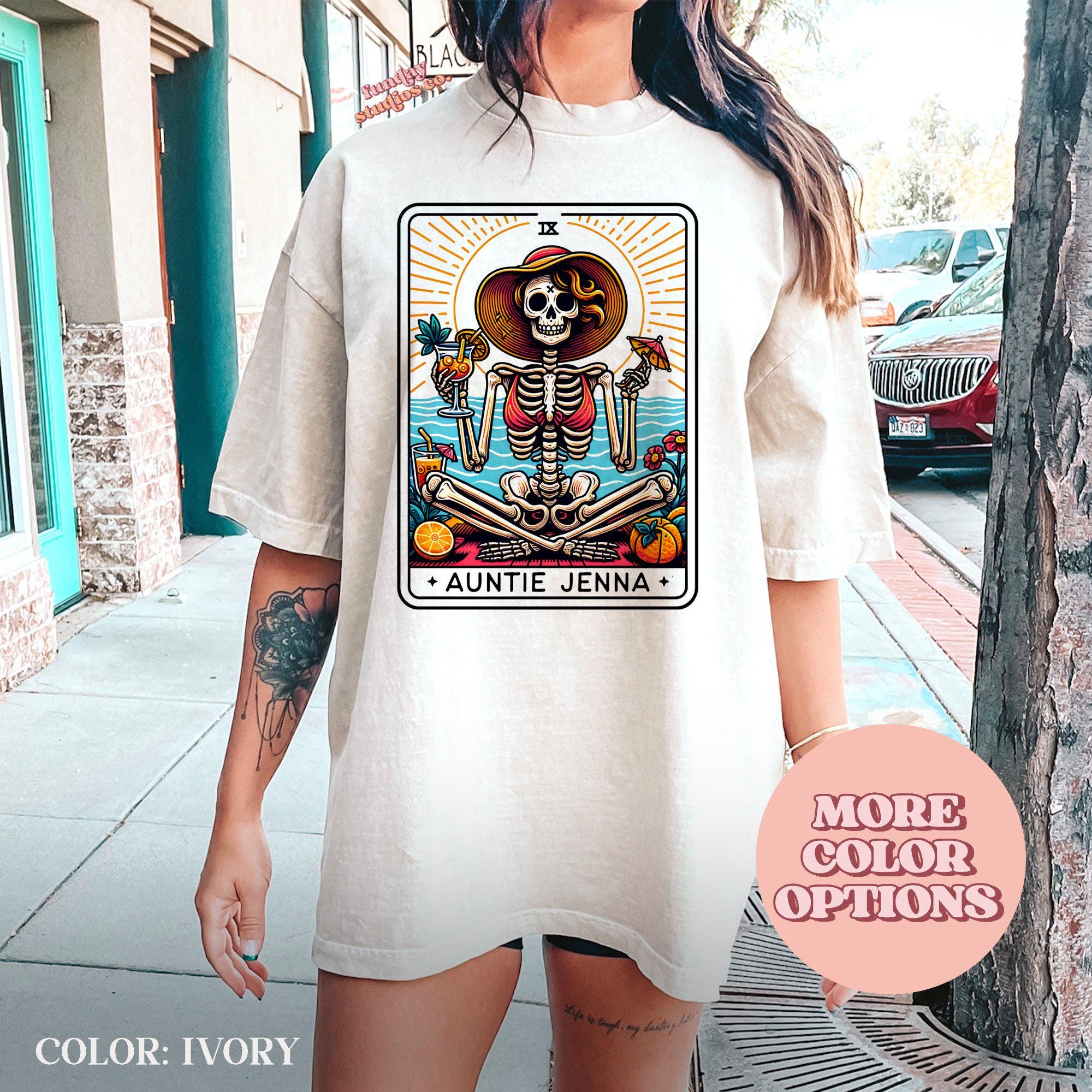 Personalized Family Tarot Card T Shirt Custom Skeleton Graphic Tee Auntie Jenna Design Unique Gift Idea for RelativesAP FAM28 Graphic Tee – Everyday Comfort · Top Pick For Any Outfit