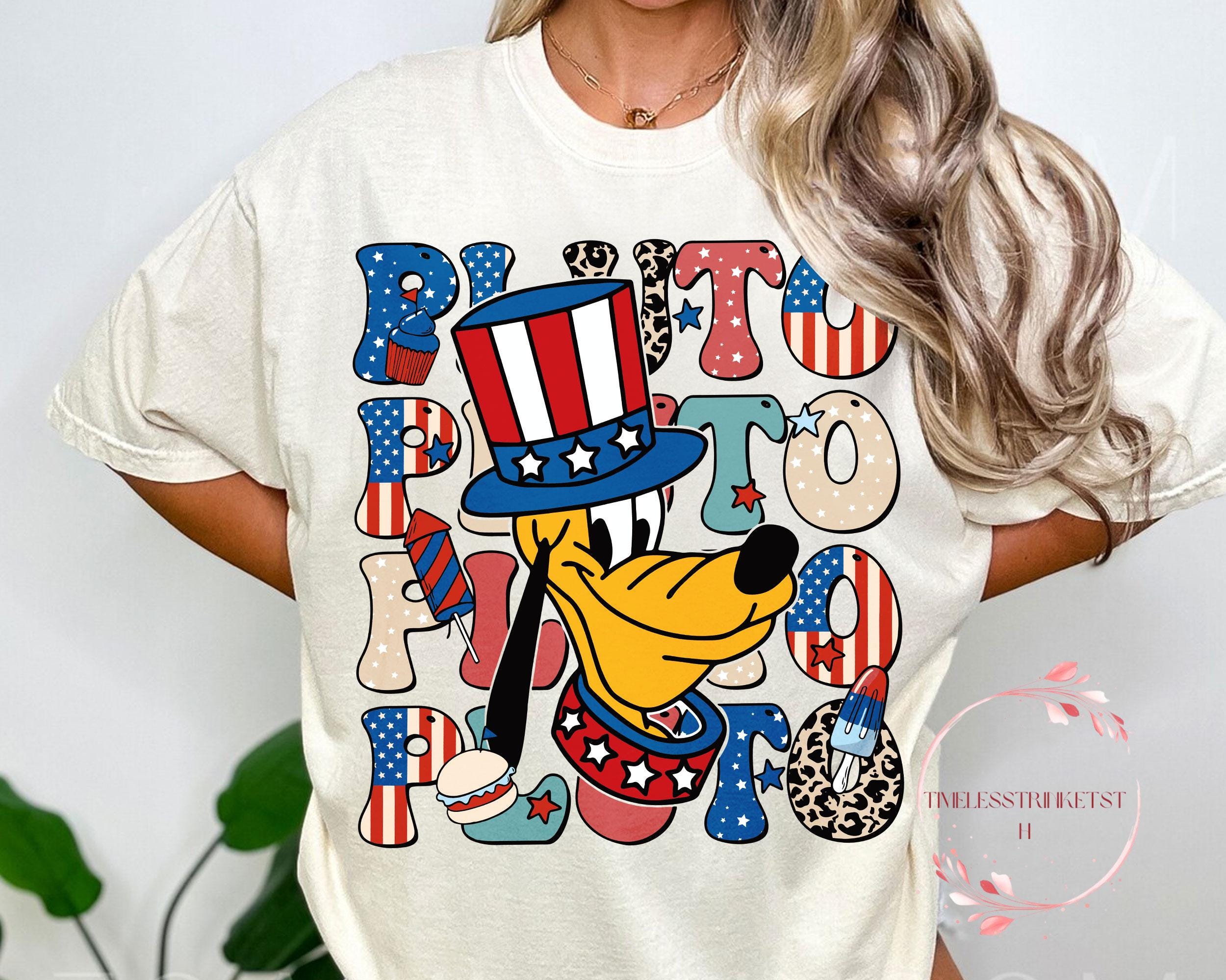 Retro Pluto America 4th of July Shirt Vintage Disney Patriotic Tee Cute Independence Day USA Comfort Colors Family Matching Tee Graphic Tee – Premium Graphic · Top Pick For Any Outfit
