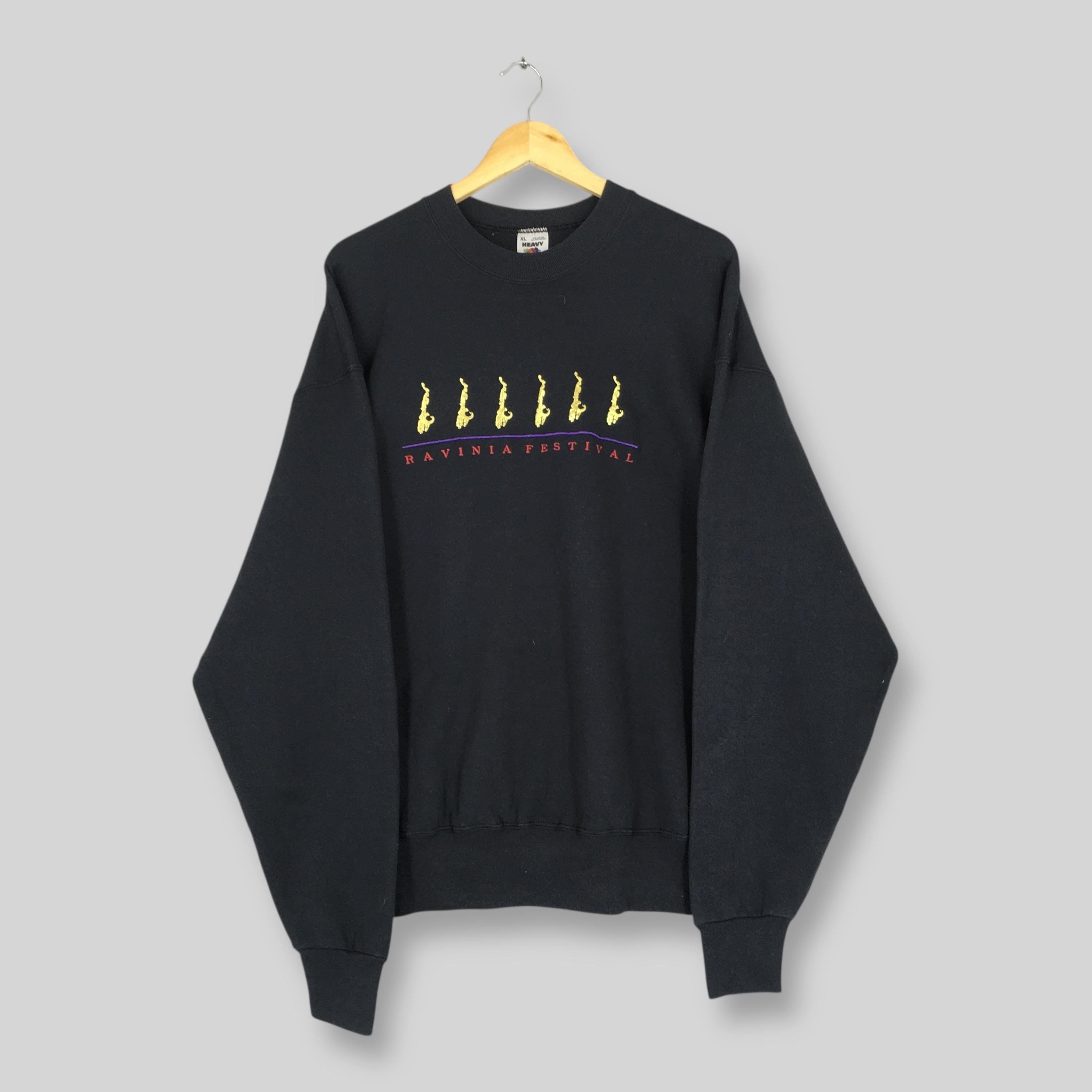 Vintage 90s Ravinia Music Festival Black Sweatshirt XLarge Ravinia Festival Embroidered Sweater Ravinia Festival Illinois Crewneck Size XL Sweatshirt – Soft Feel · High-Quality Print