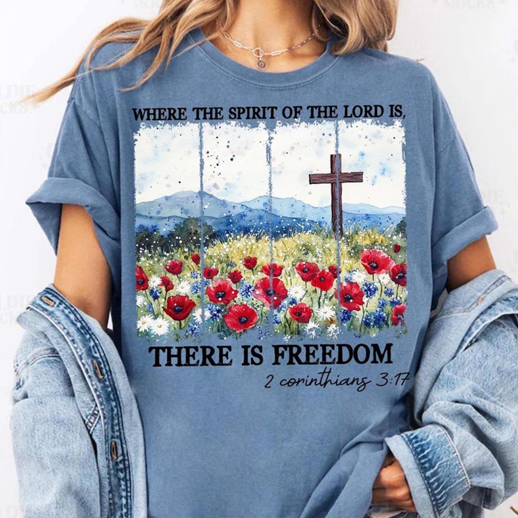 Where The Spirit of The Lord is There is Freedom Shirt 4th of July Christian Shirt Christian Shirt 4th Of July Shirt Freedom Shirt Graphic Tee – Premium Graphic · Great Gift For Fans