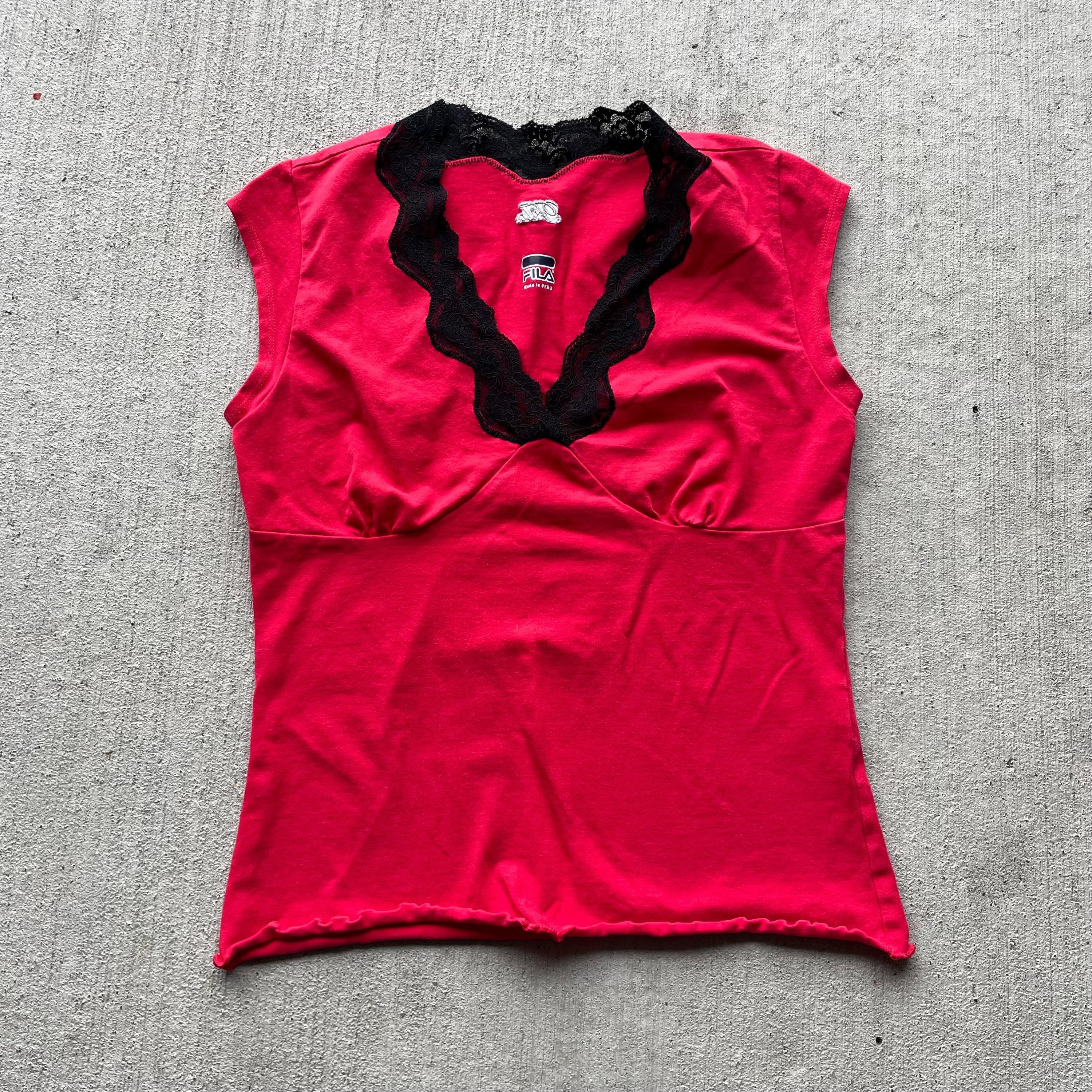 0039s vintage y2k red black lace FILA tank top size s small Tank Top – Bold Style · Must-Have Style