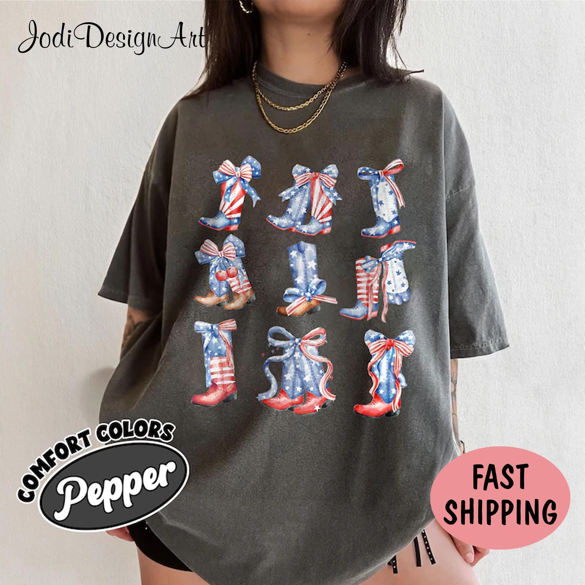 Coquette Boots 4th of July Shirt Coquette Cowgirl Shirt 4th of July Shirt Fourth of July Shirt Western 4th of July American Girl Boots Graphic Tee – Warm & Stylish · Trending Graphic Apparel