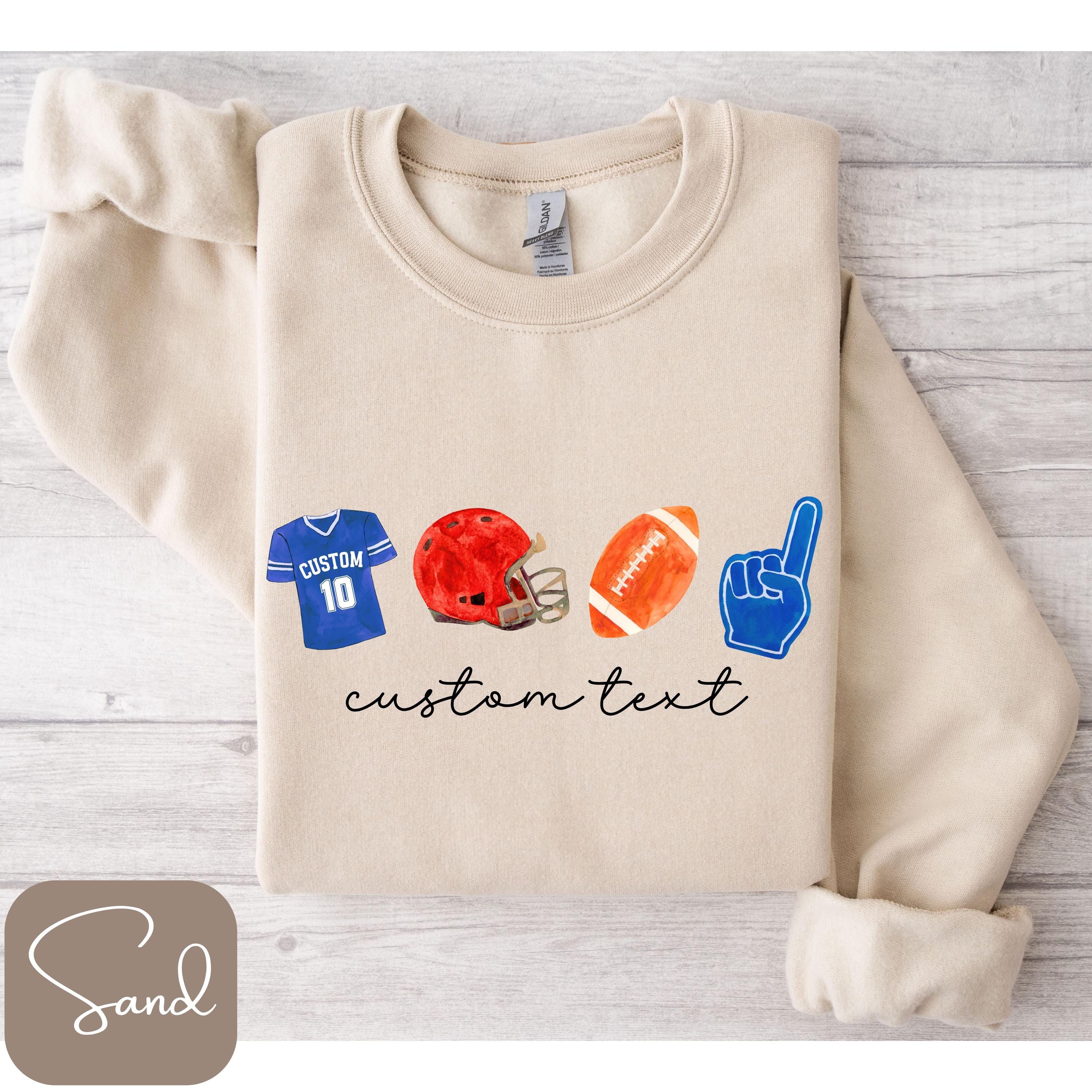 Custom Football Sweatshirt Personalized Football Shirt with Name and Number Football Team Colors Football Mom Cute Football Sweatshirt Sweatshirt – Fan Favorite · Top Pick For Any Outfit