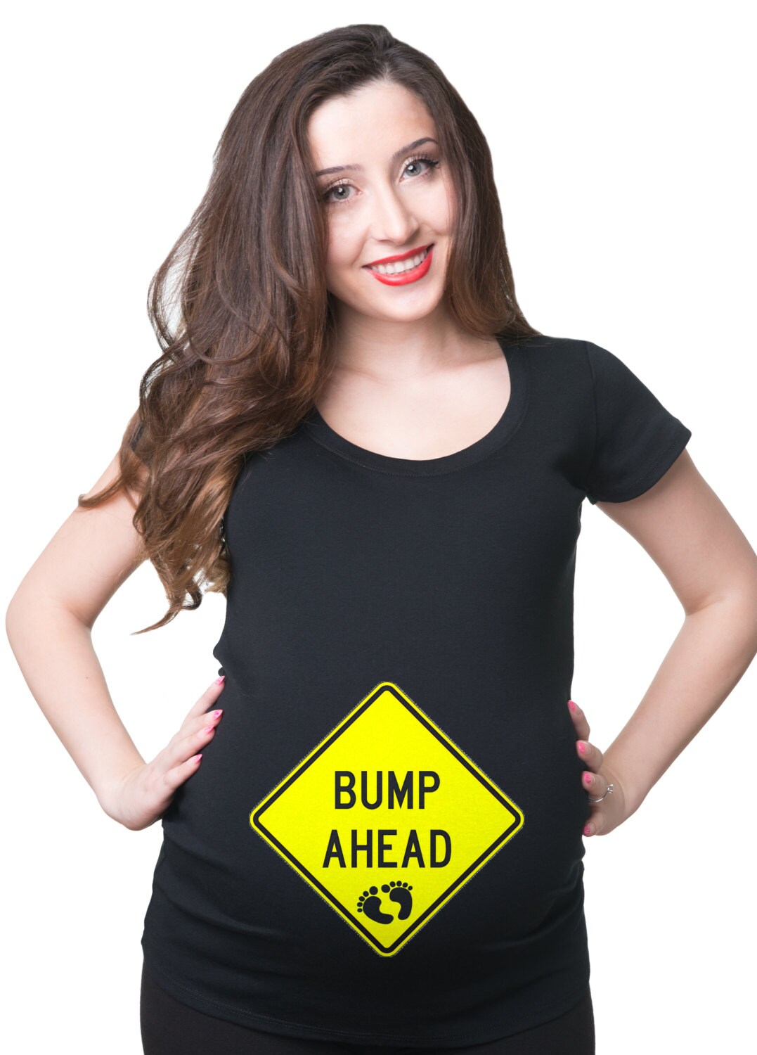 Maternity T Shirt Funny Pregnancy Top Bump Ahead Tee Shirt Birth Announcement Baby Announcement Graphic Tee – Soft Feel · Must-Have Style